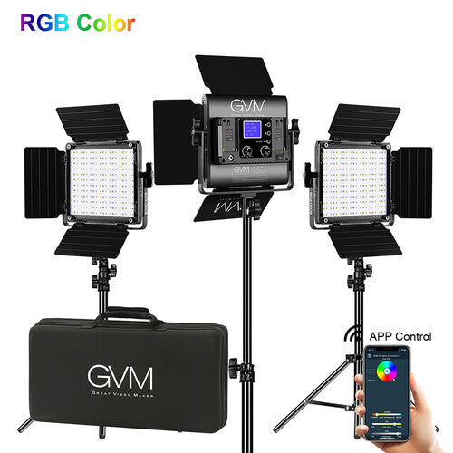 GVM 800D-RGB LED Light Panel (3-Light Kit)