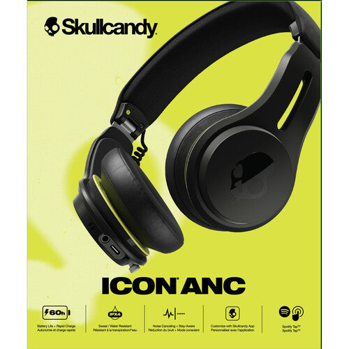 Skullcandy Icon ANC Wireless Active Noise-Canceling On-Ear Headphones (Black)