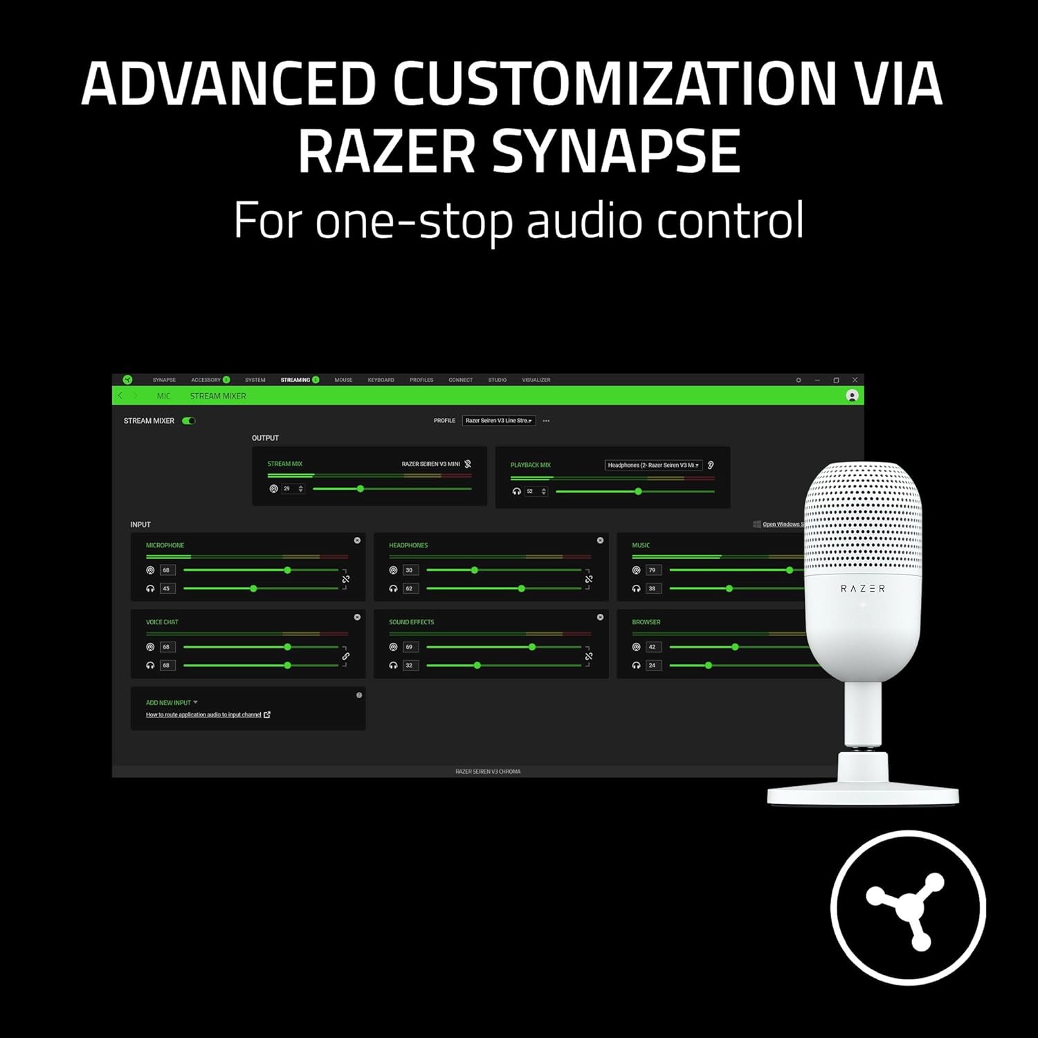 Razer Seiren V3 Mini USB Condenser Microphone (White)