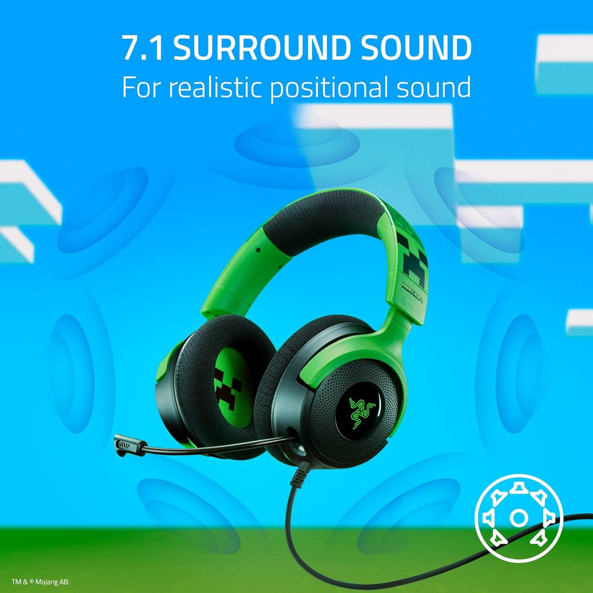 Razer Kraken V4 X Wired Gaming Headset Minecraft Edition