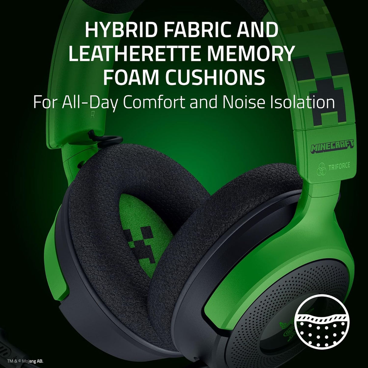Razer Kraken V4 X Wired Gaming Headset Minecraft Edition