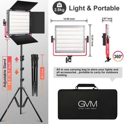 GVM 1200D RGB LED Light Panel (3-Light Kit)