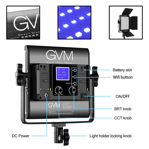 GVM 800D-RGB LED Light Panel (3-Light Kit)