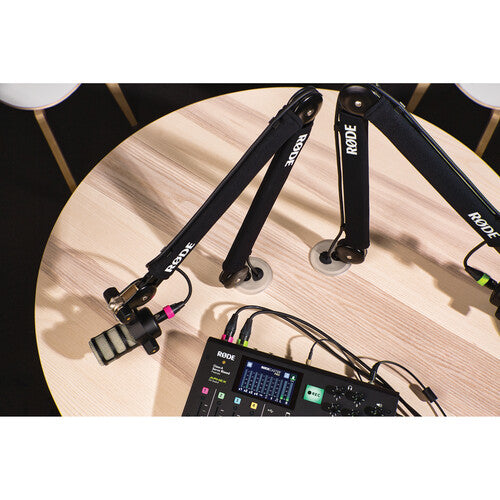 RODE RODECaster Pro II 4-Person Podcasting Kit with PodMics, Studio Boom Arms, Headphones, and Cables
