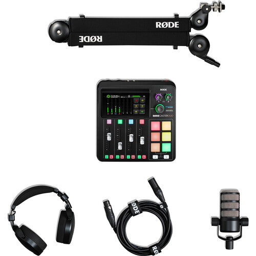 RODE RODECaster Duo Podcasting Kit with PodMic,Studio Boom Arm,Headphones,and Cable