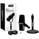 Shure MV7+-K Podcast XLR/USB Microphone Bundle with Gator Desktop Stand (Black)