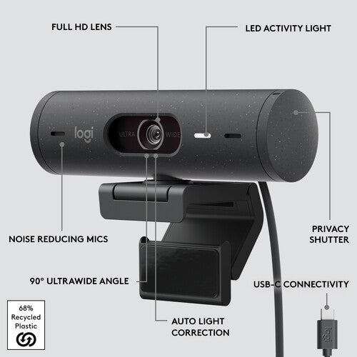 Logitech Brio 500 1080p Full HD Webcam (Graphite)