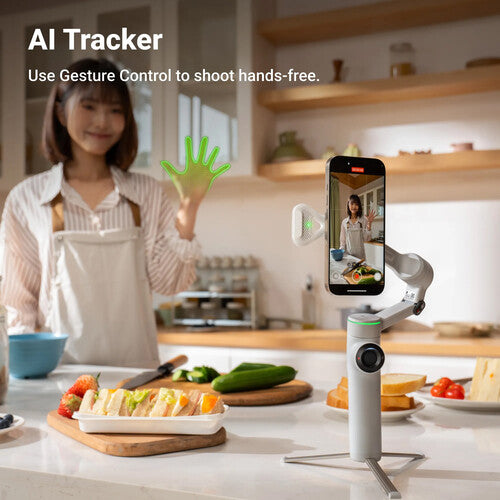 Insta360 Flow 2 Pro Smartphone Gimbal Stabilizer AI Tracker Bundle (White)