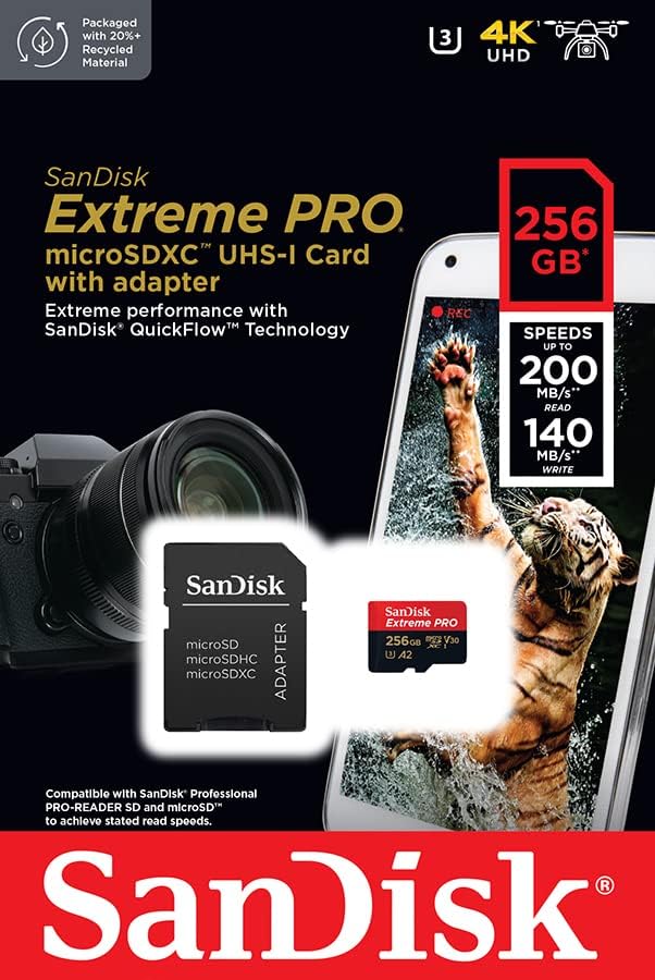 SanDisk 256gb Extreme PRO UHS-I microSDXC Memory Card (U3,Class 10)