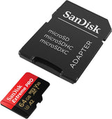 SanDisk 64GB Extreme PRO UHS-I microSDXC Memory Card (U3,Class 10)