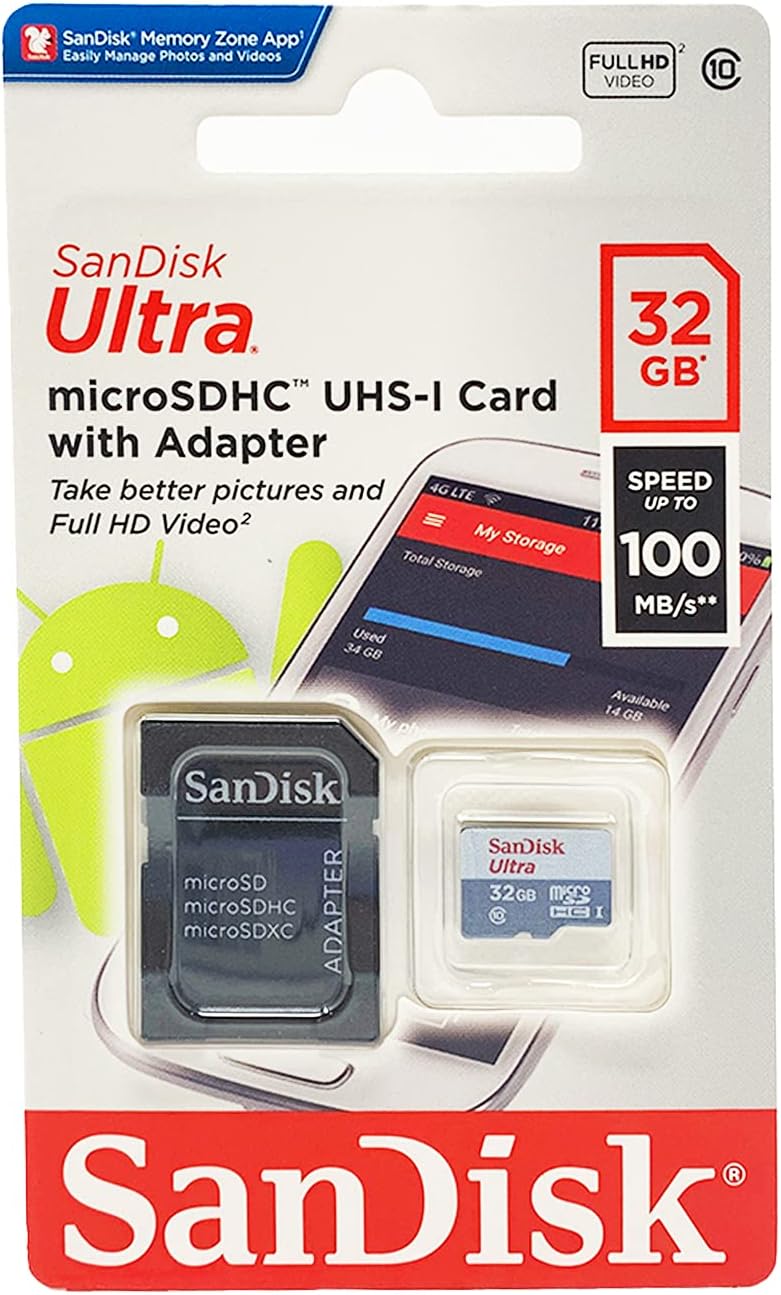 SanDisk 32GB Ultra UHS-I microSDXC Memory Card with SD Adapter