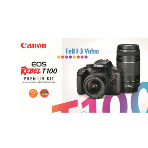 KIT Canon EOS Rebel T100 DSLR Camera with Lentes EF-S 18-55 III/75-300