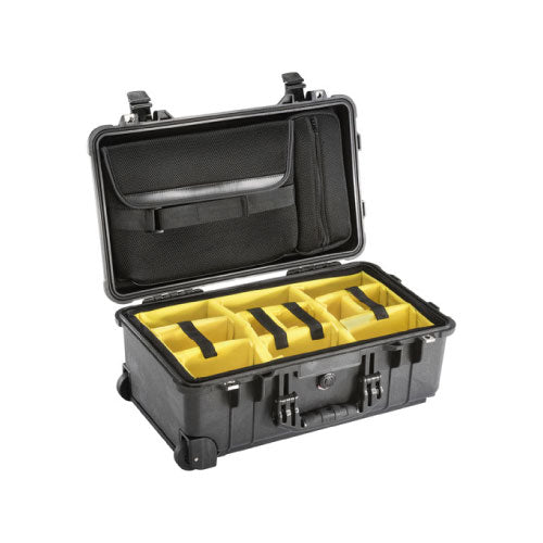 Pelican 1510SC Studio Case with Lid Organizer and Yellow Divider Set (Black)