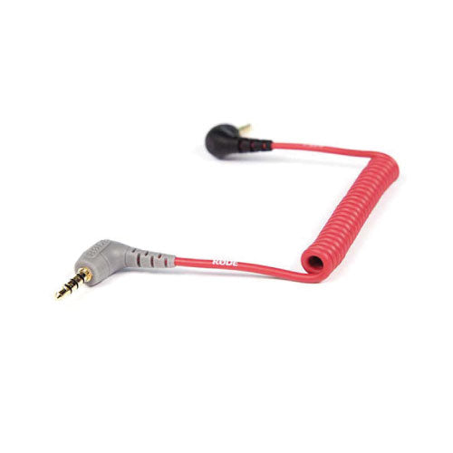RODE SC7 3.5mm Right-Angle TRS to 3.5mm Right-Angle TRRS Coiled Adapter Cable for Smartphone